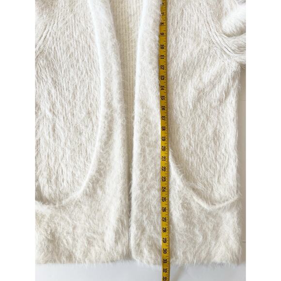 Anthropology Knitted And Knotted Sweater Cardigan M White Fuzzy Wool Blend - Picture 5 of 10